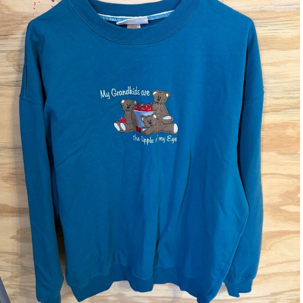 Vintage Women's‎ Grandkids Sweater XL Teddy Apple Cottagecore